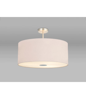 Baymont Satin Nickel 5 Light E27 Semi Flush Fixture With 60cm x 22cm Dual Faux Silk Shade Nude Beige/Moonlight-2