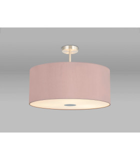 Baymont Satin Nickel 5 Light E27 Semi Flush Fixture With 60cm x 22cm Dual Faux Silk Shade Taupe/Halo Gold-2