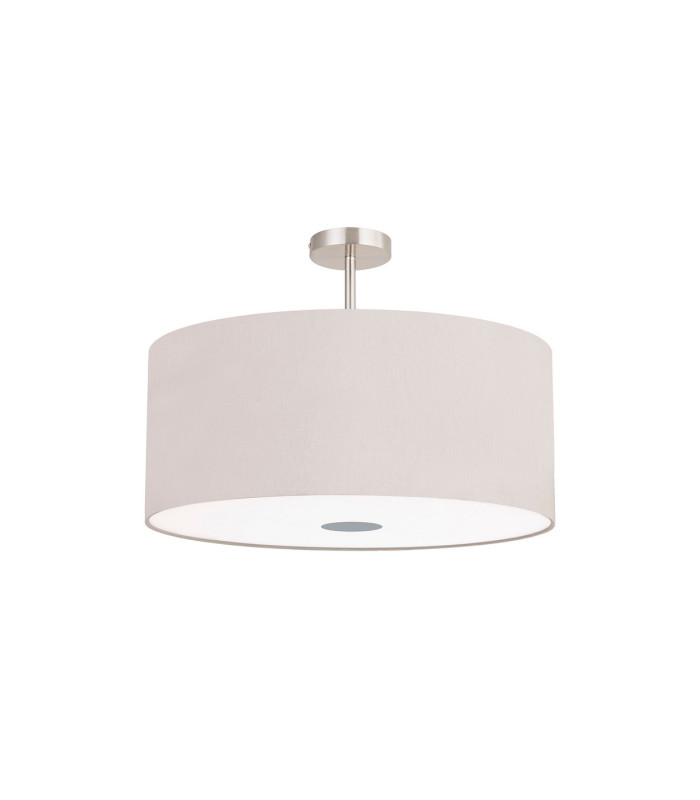 Baymont Satin Nickel 5 Light E27 Semi Flush Fixture With 60cm x 22cm Dual Faux Silk Shade Nude Beige/Moonlight-4