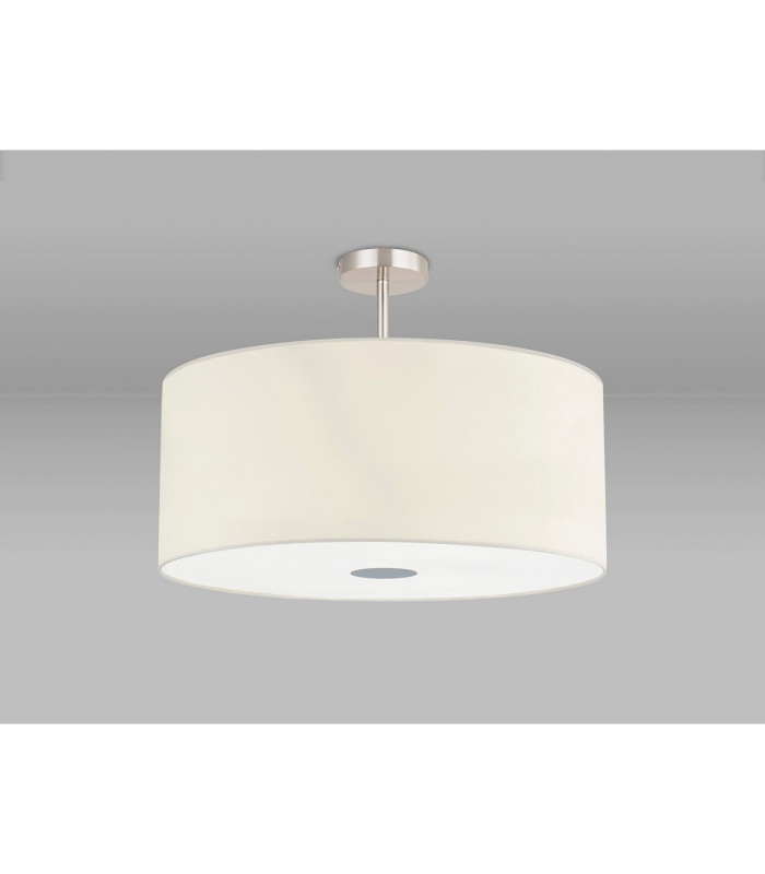 Baymont Satin Nickel 5 Light E27 Semi Flush Fixture With 60cm x 22cm Faux Silk Shade Ivory Pearl/White Laminate-13