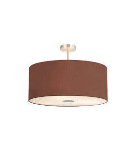 Baymont Satin Nickel 5 Light E27 Semi Flush Fixture With 60cm x 22cm Dual Faux Silk Shade Cocoa/Grecian Bronze-1