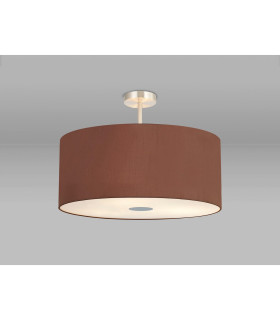Baymont Satin Nickel 5 Light E27 Semi Flush Fixture With 60cm x 22cm Dual Faux Silk Shade Cocoa/Grecian Bronze-2