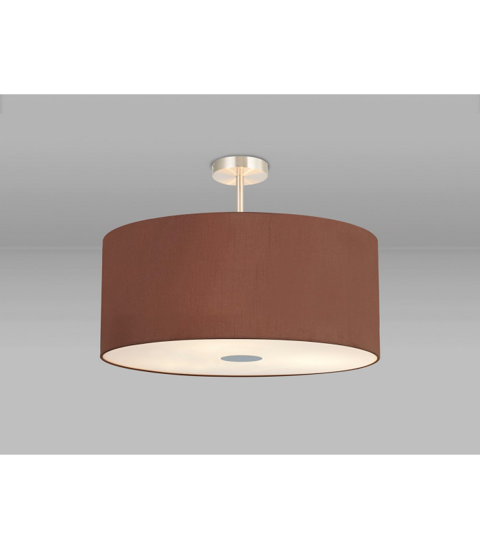 Baymont Satin Nickel 5 Light E27 Semi Flush Fixture With 60cm x 22cm Dual Faux Silk Shade Cocoa/Grecian Bronze-2