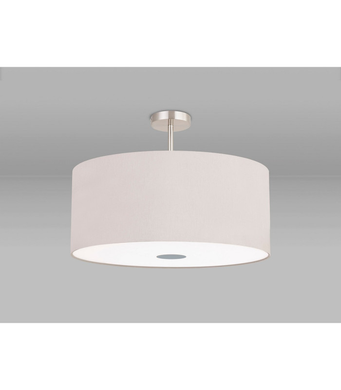 Baymont Satin Nickel 5 Light E27 Semi Flush Fixture With 60cm x 22cm Dual Faux Silk Shade Nude Beige/Moonlight-13