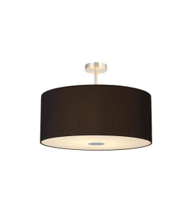 Baymont Satin Nickel 5 Light E27 Semi Flush Fixture With 60cm x 22cm Dual Faux Silk Shade Black/Green Olive-1
