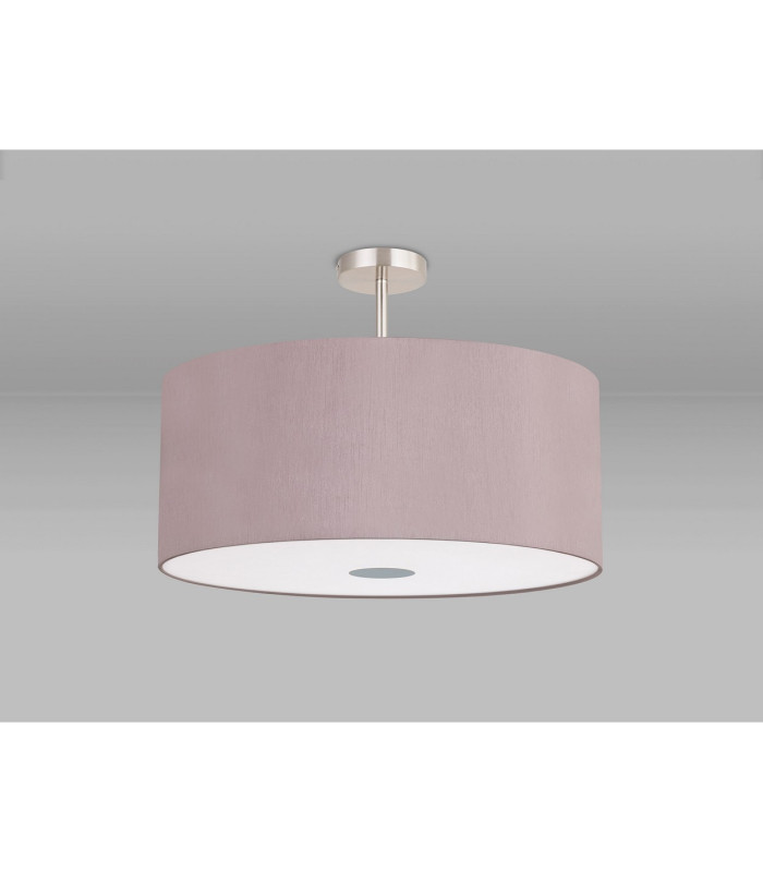 Baymont Satin Nickel 5 Light E27 Semi Flush Fixture With 60cm x 22cm Dual Faux Silk Shade Taupe/Halo Gold-13