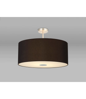 Baymont Satin Nickel 5 Light E27 Semi Flush Fixture With 60cm x 22cm Dual Faux Silk Shade Black/Green Olive-2