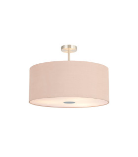 Baymont Satin Nickel 5 Light E27 Semi Flush Fixture With 60cm x 22cm Dual Faux Silk Shade Antique Gold/Ruby-1