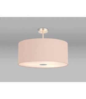 Baymont Satin Nickel 5 Light E27 Semi Flush Fixture With 60cm x 22cm Dual Faux Silk Shade Antique Gold/Ruby-2