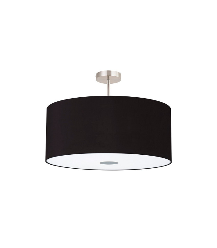 Baymont Satin Nickel 5 Light E27 Semi Flush Fixture With 60cm x 22cm Dual Faux Silk Shade Black/Green Olive-4