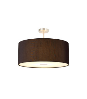Baymont Satin Nickel 5 Light E27 Semi Flush Fixture With 60cm x 22cm Faux Silk Shade Black/White Laminate-1