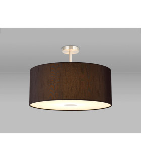 Baymont Satin Nickel 5 Light E27 Semi Flush Fixture With 60cm x 22cm Faux Silk Shade Black/White Laminate-2