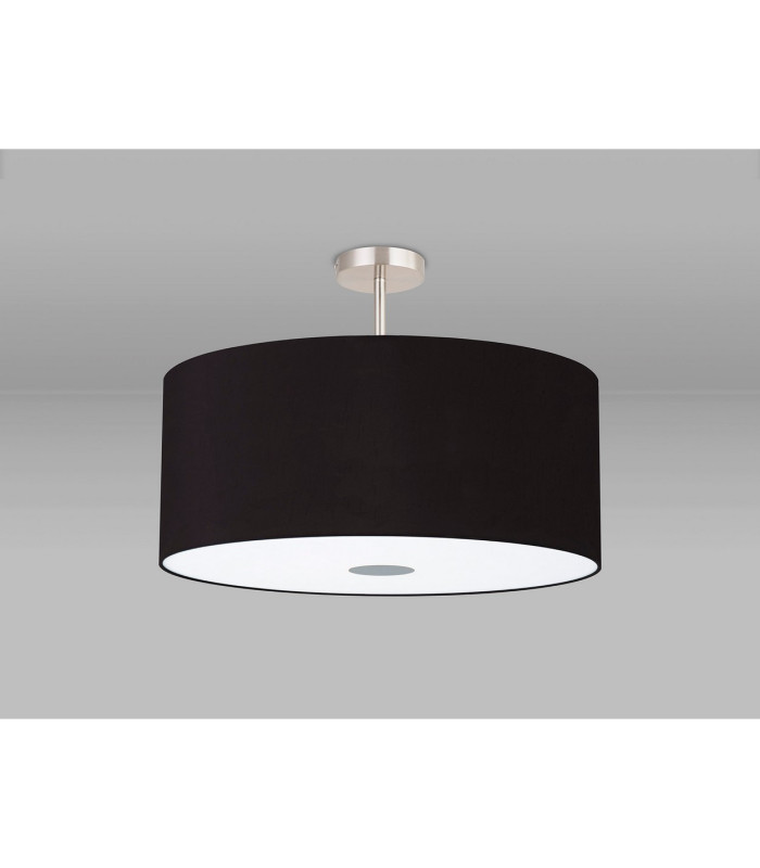 Baymont Satin Nickel 5 Light E27 Semi Flush Fixture With 60cm x 22cm Dual Faux Silk Shade Black/Green Olive-13