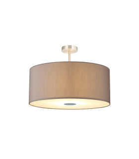 Baymont Satin Nickel 5 Light E27 Semi Flush Fixture With 60cm x 22cm Faux Silk Shade Grey/White Laminate-1