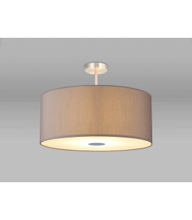 Baymont Satin Nickel 5 Light E27 Semi Flush Fixture With 60cm x 22cm Faux Silk Shade Grey/White Laminate-2