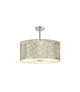 Baymont Polished Chrome 5 Light E27 Semi Flush Fixture With 60cm x 22cm Silver Leaf Shade-1
