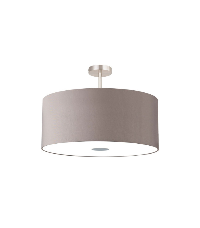 Baymont Satin Nickel 5 Light E27 Semi Flush Fixture With 60cm x 22cm Faux Silk Shade Grey/White Laminate-4