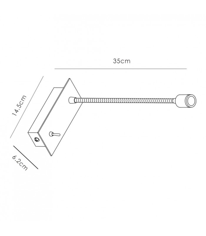 LED Cylinder Head Wall Reading Lamp with Flexible Arm, Switch On Base, Antique Brass - 3