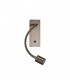 LED Cylinder Head Wall Reading Lamp with Flexible Arm, Switch On Base, Antique Brass - 4
