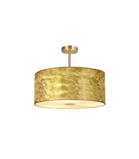Baymont Antique Brass 5 Light E27 Semi Flush Fixture With 60cm x 22cm Gold Leaf Shade-1