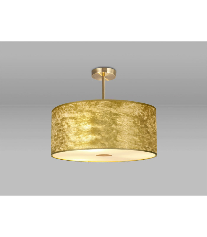 Baymont Antique Brass 5 Light E27 Semi Flush Fixture With 60cm x 22cm Gold Leaf Shade-2