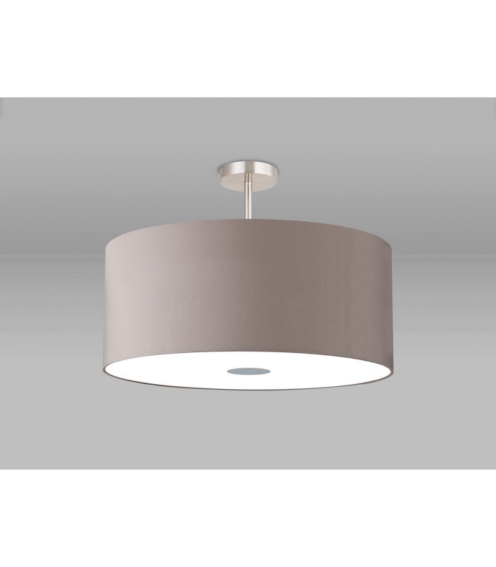 Baymont Satin Nickel 5 Light E27 Semi Flush Fixture With 60cm x 22cm Faux Silk Shade Grey/White Laminate-13