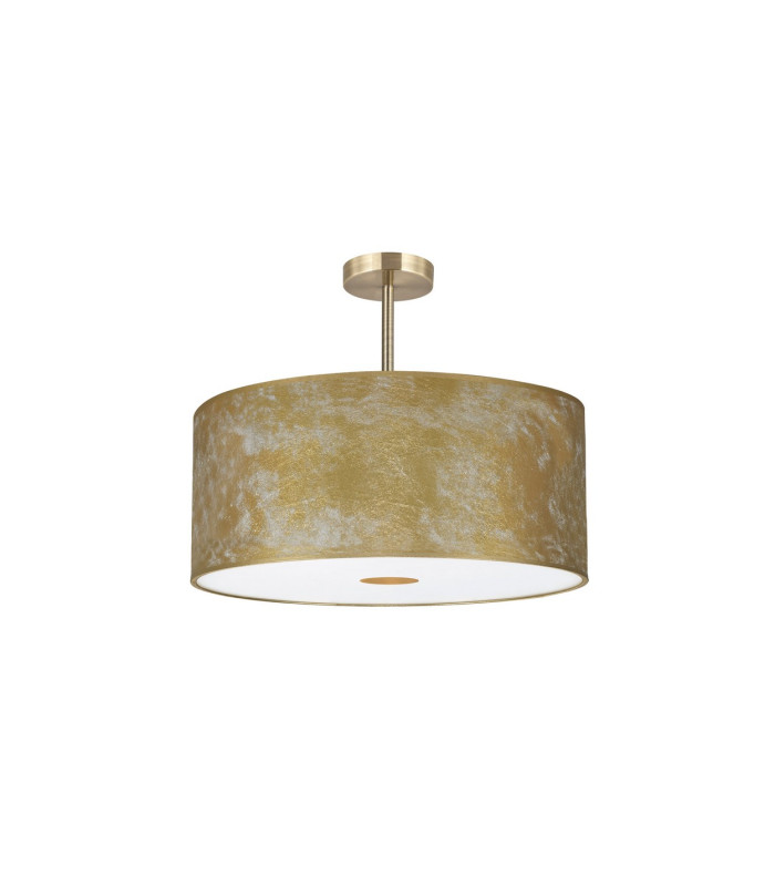 Baymont Antique Brass 5 Light E27 Semi Flush Fixture With 60cm x 22cm Gold Leaf Shade-4