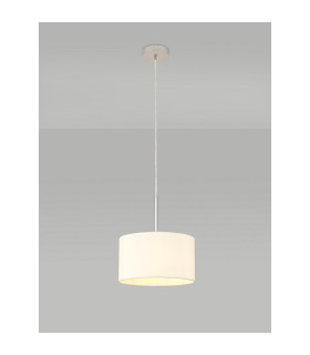 Baymont Polished Chrome E27 Universal Single Pendant With 30cm x 17cm Faux Silk Shade Ivory Pearl/White Laminate-2