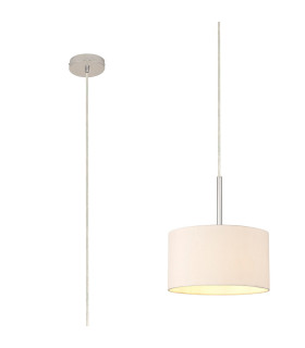 Baymont Polished Chrome E27 Universal Single Pendant With 30cm x 17cm Dual Faux Silk Shade Nude Beige/Moonlight-1