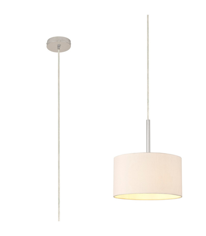 Baymont Polished Chrome E27 Universal Single Pendant With 30cm x 17cm Dual Faux Silk Shade Nude Beige/Moonlight-1
