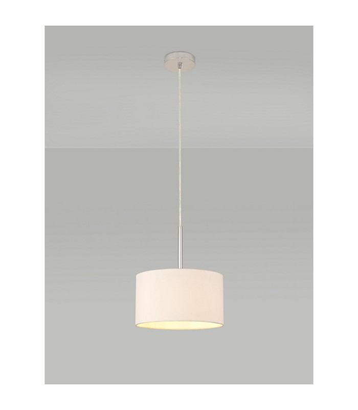 Baymont Polished Chrome E27 Universal Single Pendant With 30cm x 17cm Dual Faux Silk Shade Nude Beige/Moonlight-2