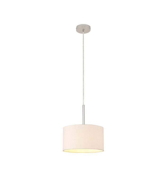 Baymont Polished Chrome E27 Universal Single Pendant With 30cm x 17cm Dual Faux Silk Shade Nude Beige/Moonlight-4