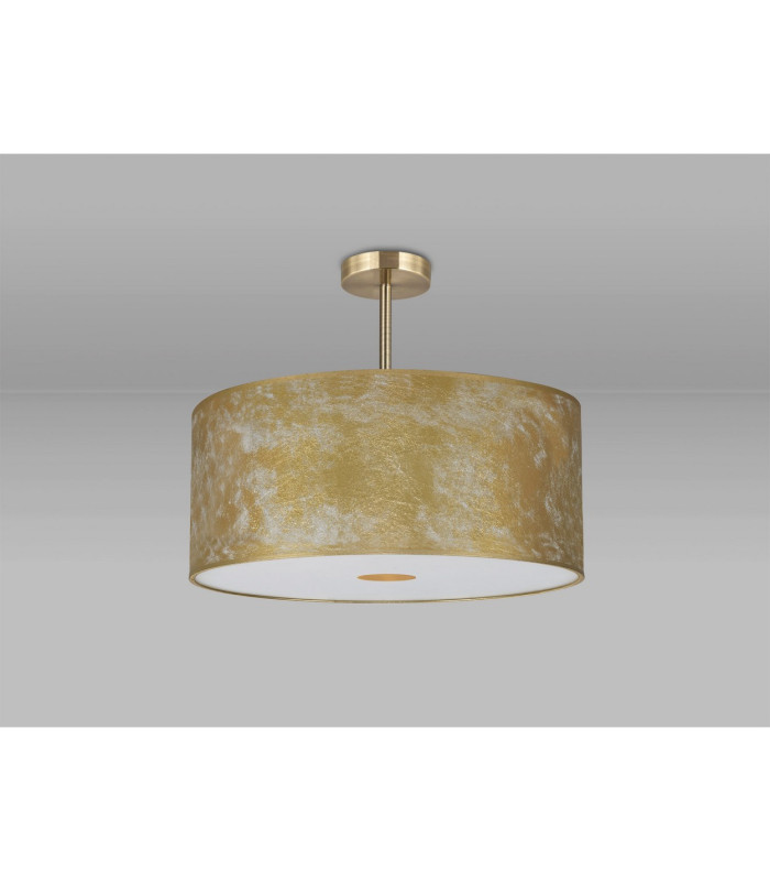 Baymont Antique Brass 5 Light E27 Semi Flush Fixture With 60cm x 22cm Gold Leaf Shade-13