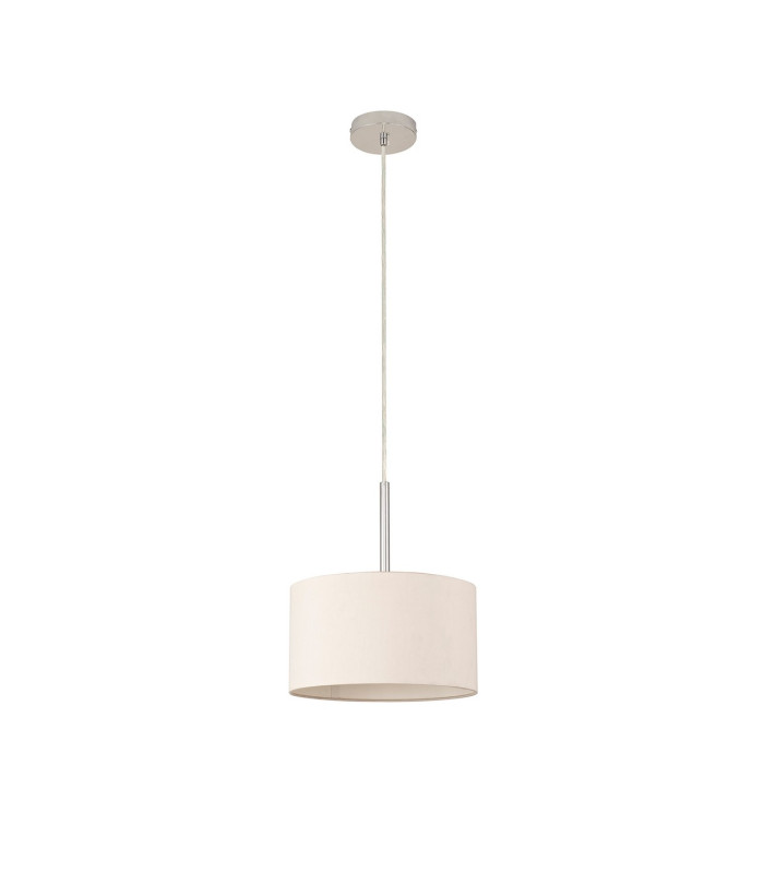 Baymont Polished Chrome E27 Universal Single Pendant With 30cm x 17cm Dual Faux Silk Shade Nude Beige/Moonlight-5