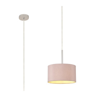 Baymont Polished Chrome E27 Universal Single Pendant With 30cm x 17cm Dual Faux Silk Shade Taupe/Halo Gold-1