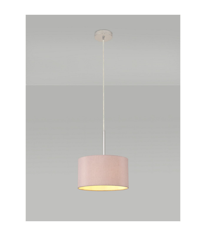 Baymont Polished Chrome E27 Universal Single Pendant With 30cm x 17cm Dual Faux Silk Shade Taupe/Halo Gold-2