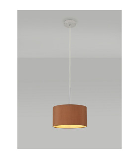 Baymont Polished Chrome E27 Universal Single Pendant With 30cm x 17cm Dual Faux Silk Shade Raw Cocoa/Grecian Bronze-2