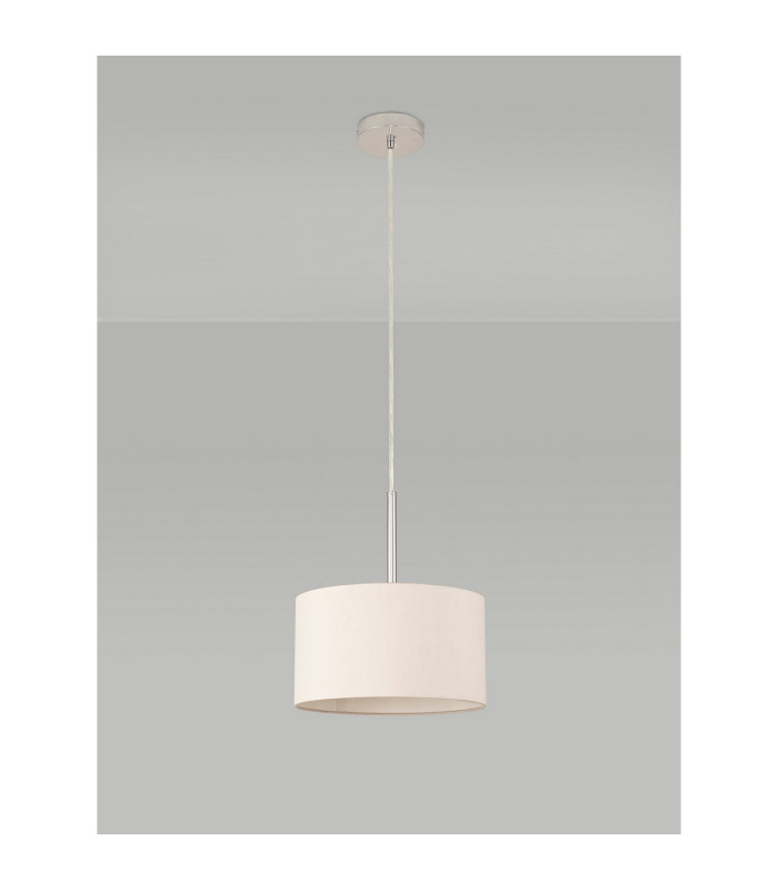 Baymont Polished Chrome E27 Universal Single Pendant With 30cm x 17cm Dual Faux Silk Shade Nude Beige/Moonlight-12