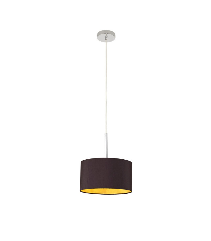 Baymont Polished Chrome E27 Universal Single Pendant With 30cm x 17cm Dual Faux Silk Shade Midnight Black/Green Olive-4