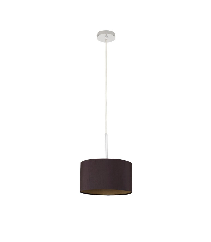 Baymont Polished Chrome E27 Universal Single Pendant With 30cm x 17cm Dual Faux Silk Shade Midnight Black/Green Olive-5