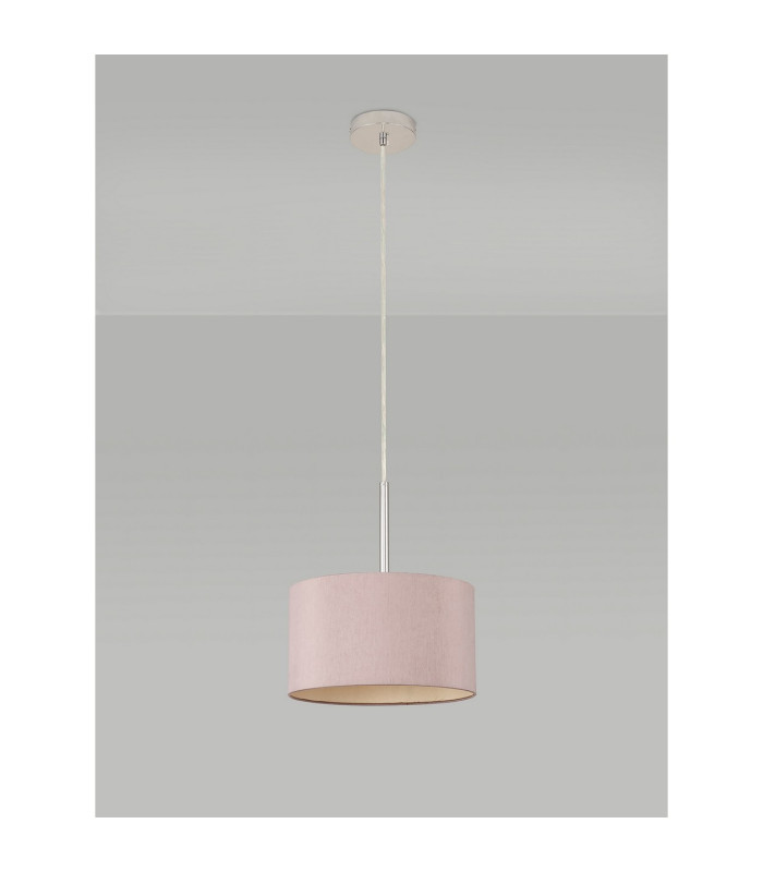 Baymont Polished Chrome E27 Universal Single Pendant With 30cm x 17cm Dual Faux Silk Shade Taupe/Halo Gold-12