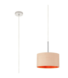 Baymont Polished Chrome E27 Universal Single Pendant With 30cm x 17cm Dual Faux Silk Shade Antique Gold/Ruby-1