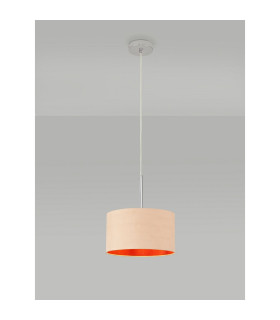 Baymont Polished Chrome E27 Universal Single Pendant With 30cm x 17cm Dual Faux Silk Shade Antique Gold/Ruby-2