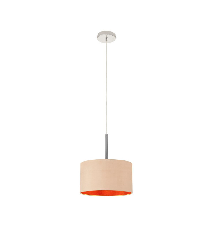 Baymont Polished Chrome E27 Universal Single Pendant With 30cm x 17cm Dual Faux Silk Shade Antique Gold/Ruby-4