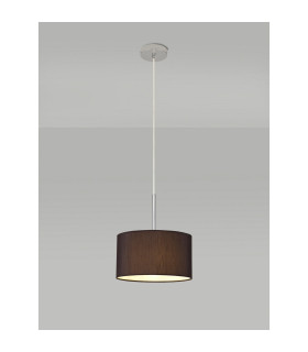 Baymont Polished Chrome E27 Universal Single Pendant With 30cm x 17cm Faux Silk Shade Black/White Laminate-2