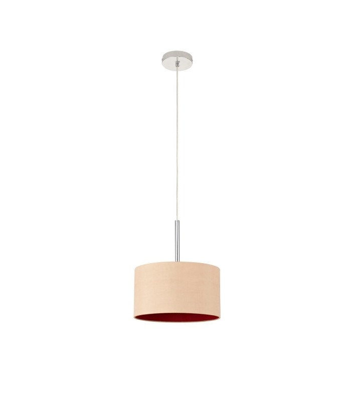 Baymont Polished Chrome E27 Universal Single Pendant With 30cm x 17cm Dual Faux Silk Shade Antique Gold/Ruby-5
