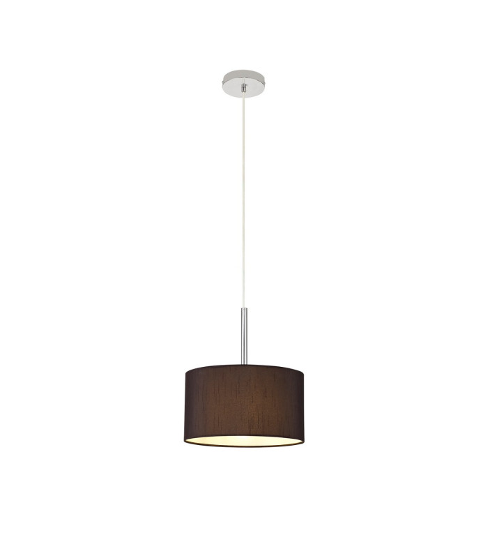 Baymont Polished Chrome E27 Universal Single Pendant With 30cm x 17cm Faux Silk Shade Black/White Laminate-4