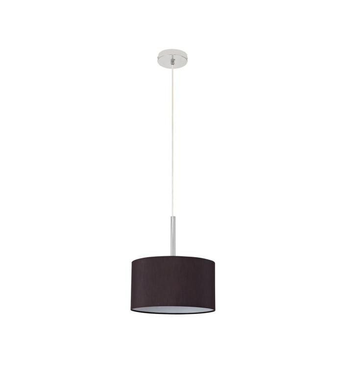 Baymont Polished Chrome E27 Universal Single Pendant With 30cm x 17cm Faux Silk Shade Black/White Laminate-5