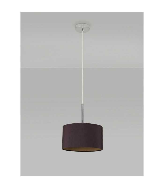 Baymont Polished Chrome E27 Universal Single Pendant With 30cm x 17cm Dual Faux Silk Shade Midnight Black/Green Olive-12