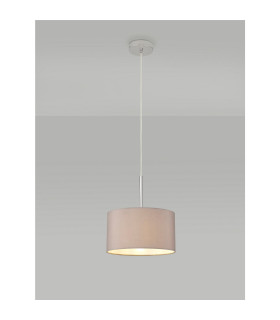 Baymont Polished Chrome E27 Universal Single Pendant With 30cm x 17cm Faux Silk Shade Grey/White Laminate-2
